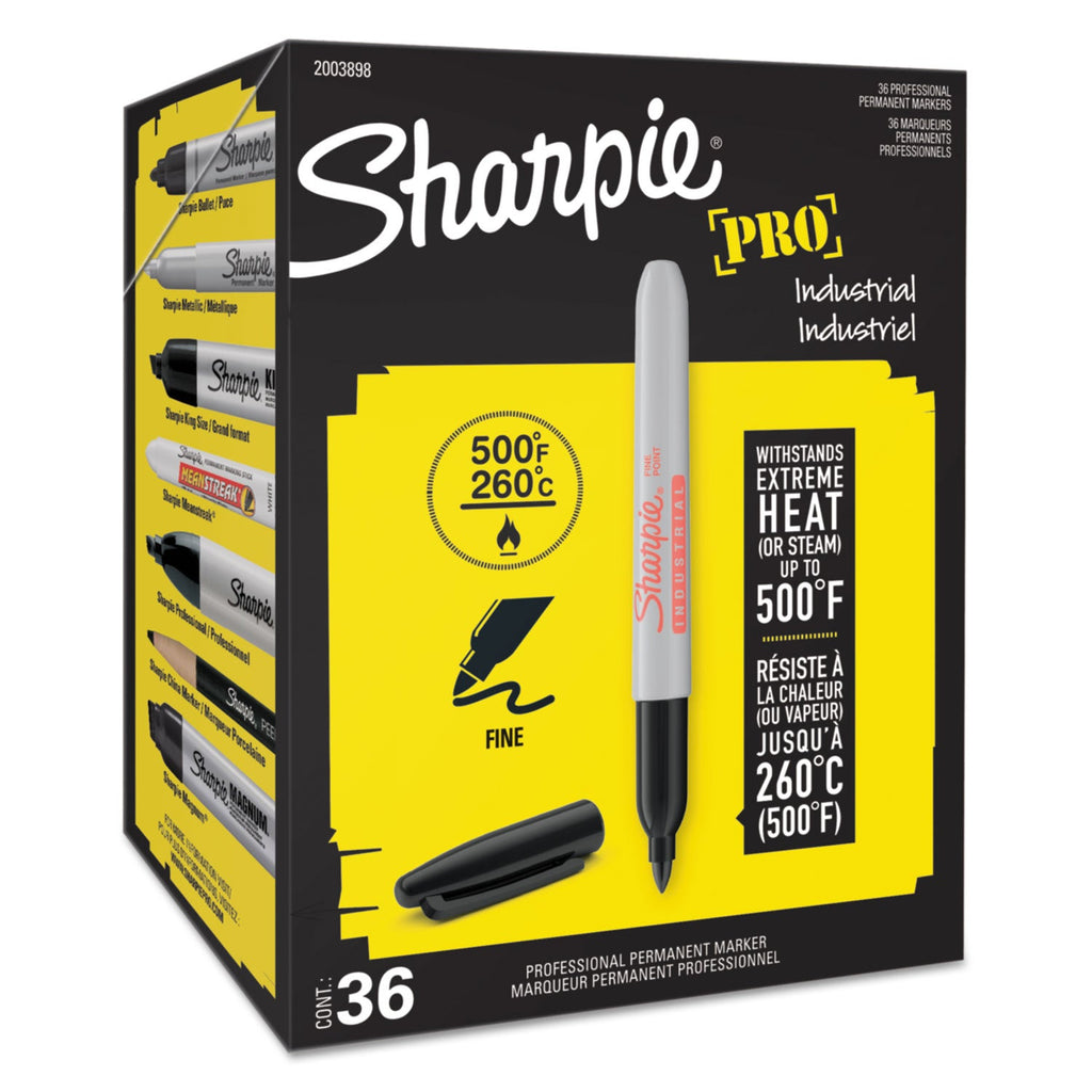 Sharpie Industrial Permanent Marker Value Pack, Fine Bullet Tip, Black (36ct)