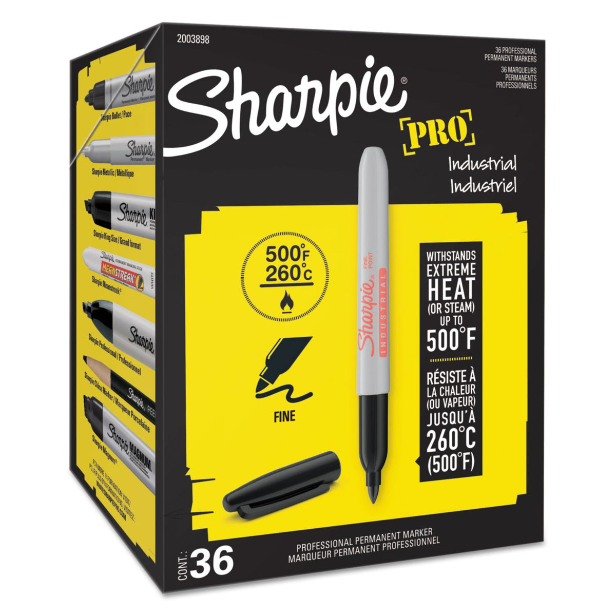 Sharpie Industrial Permanent Marker Value Pack, Fine Bullet Tip, Black (36ct)