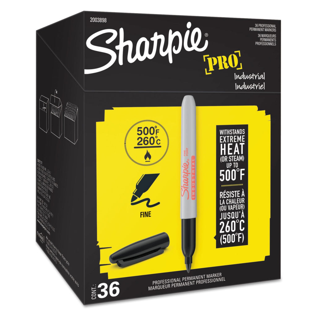 Sharpie Industrial Permanent Marker Value Pack, Fine Bullet Tip, Black (36ct)